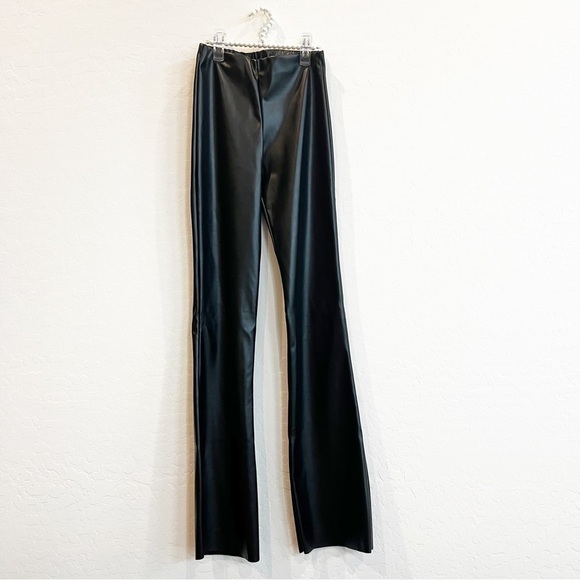 ASOS Women’s AsYou Faux Leather Flare Leggings Pants Pull-On High Waist Black 2 - Picture 2 of 7